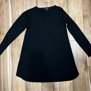 Eileen Fisher Black Scoop-Neck Long Sleeve Tunic